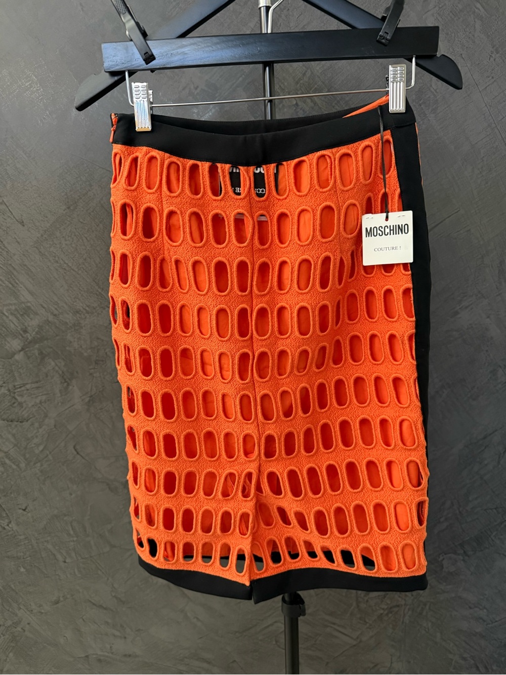 NWT Moschino Couture Orange and Black Patterned Pencil Skirt - Picture 2 of 8
